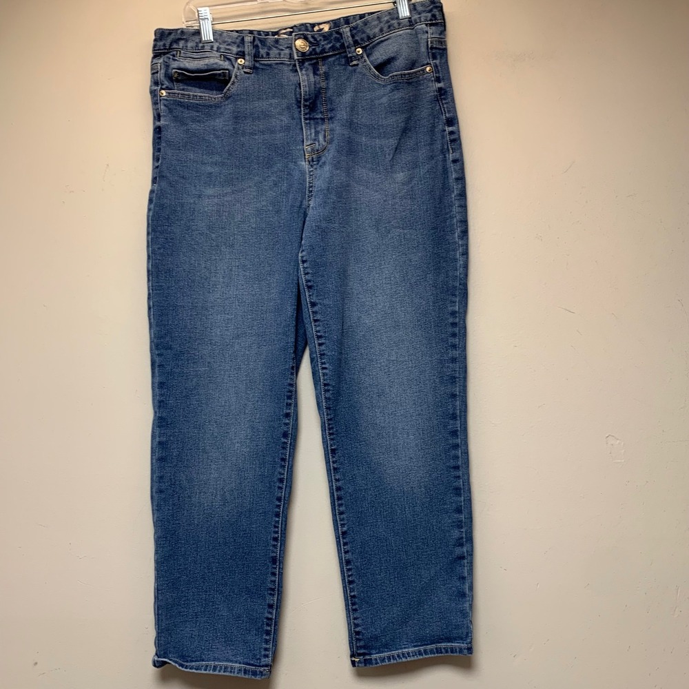 Seven7 Straight Leg Jeans Womens 10 Blue Excellent Stretch Medium Wash Denim